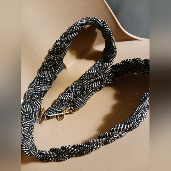 NWT DIANE VON FURSTENBERG BRAIDED CROSSBODY STRAP BLACK/ WHITE - Picture 3 of 11